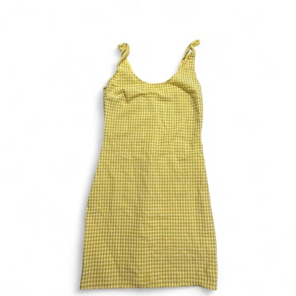 Urban Outfitters Dresses & Skirts - Urban Outfitters Yellow Gingham Seersucker Mini Dress Tie Strap Scoop Neck